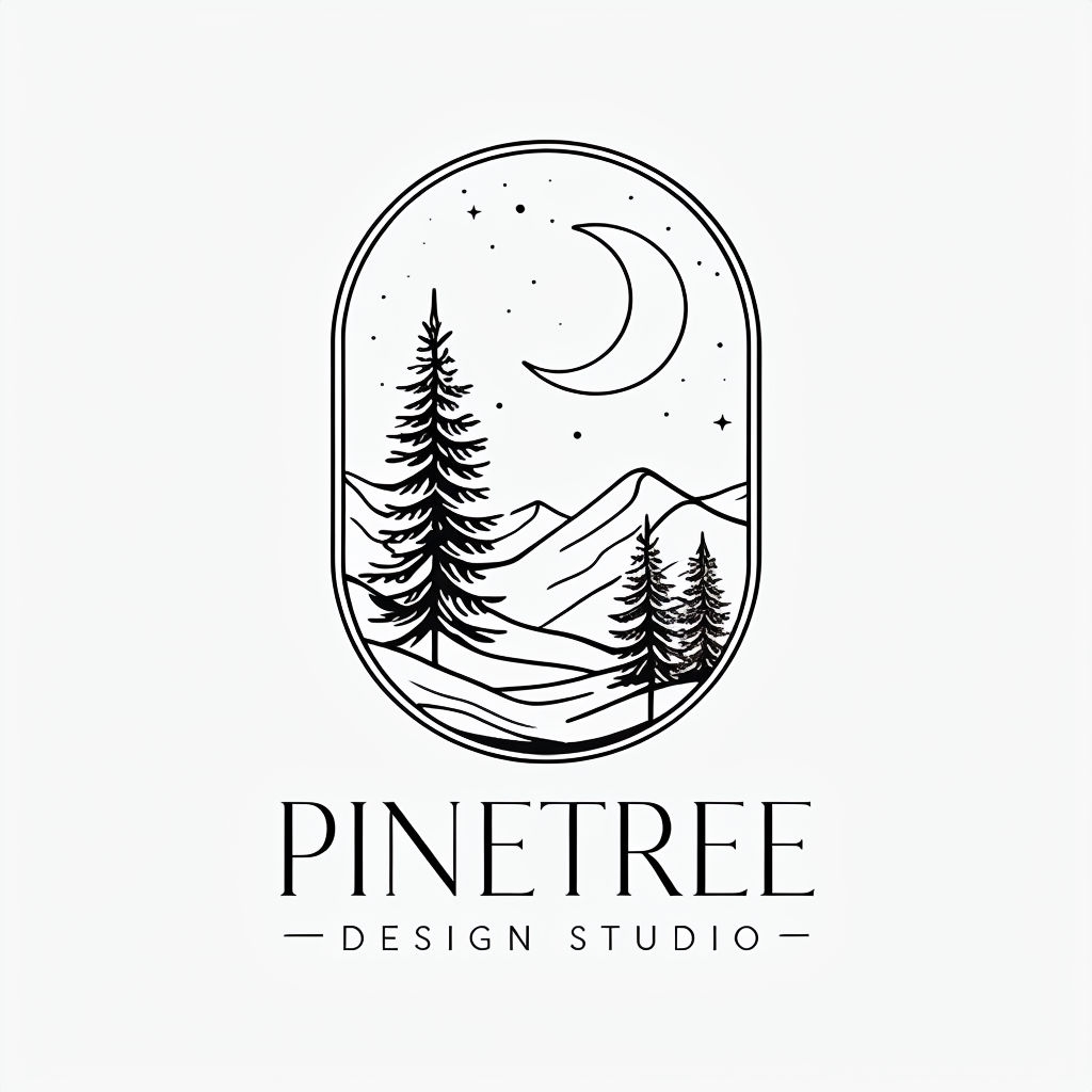 Elegant Minimalist Nighttime Landscape Logo for Design Studio