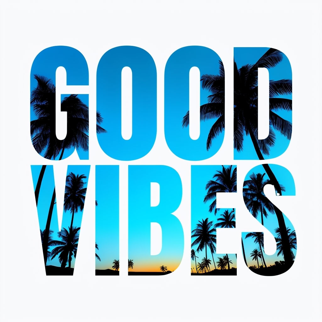 Modern Good Vibes Tropical Graphic Design T-shirt