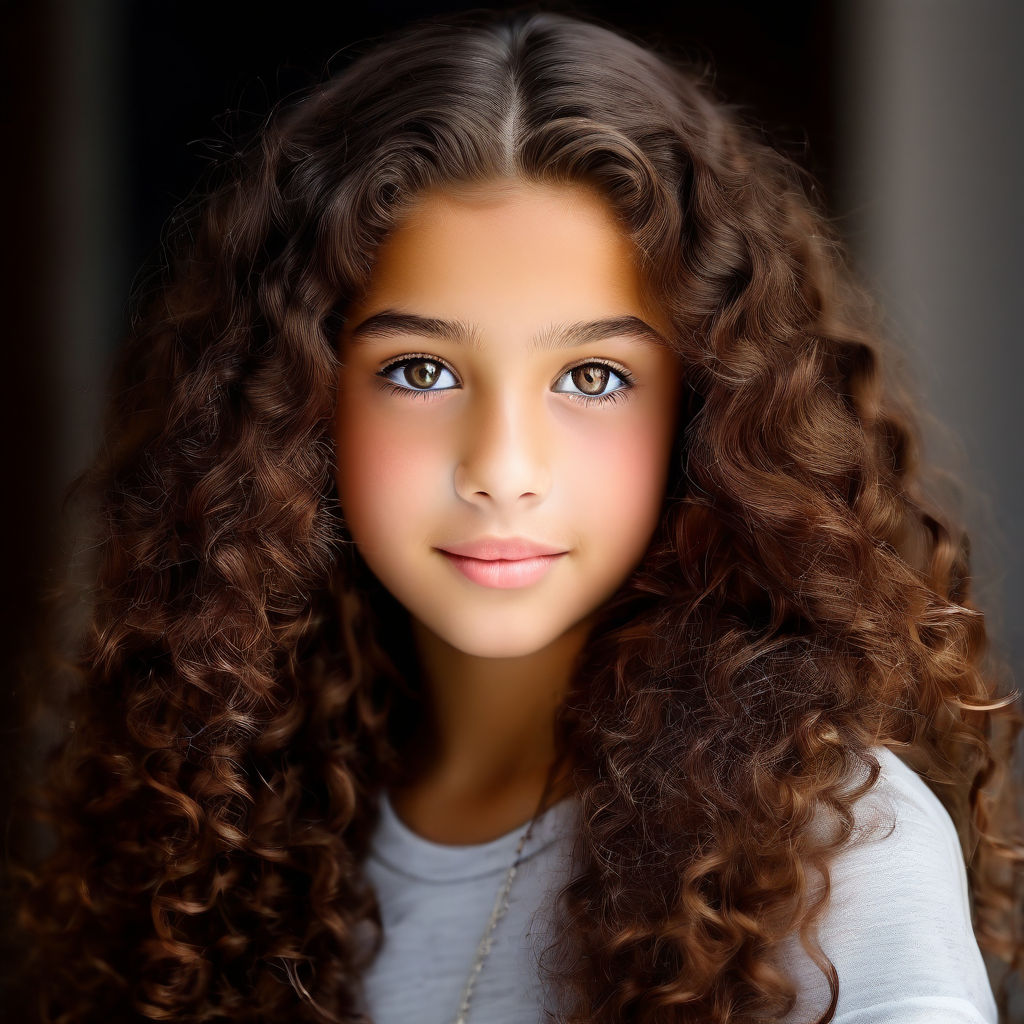 A 14-year-old girl with brown eyes and very long curly brown... by ...