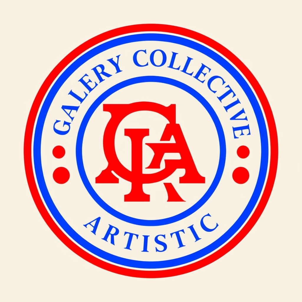 Navy Blue and Red Monogram Artistic Logo Design