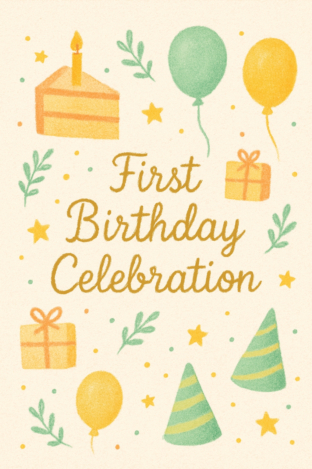 Whimsical First Birthday Celebration Invitation Design Card