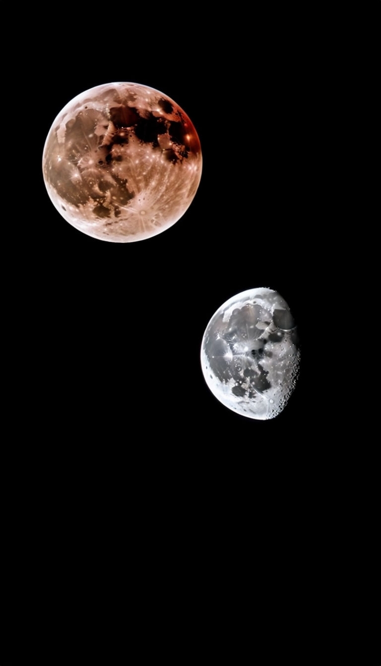 Stunning Supermoon and Waxing Crescent Celestial Bodies Mobile Wallpaper