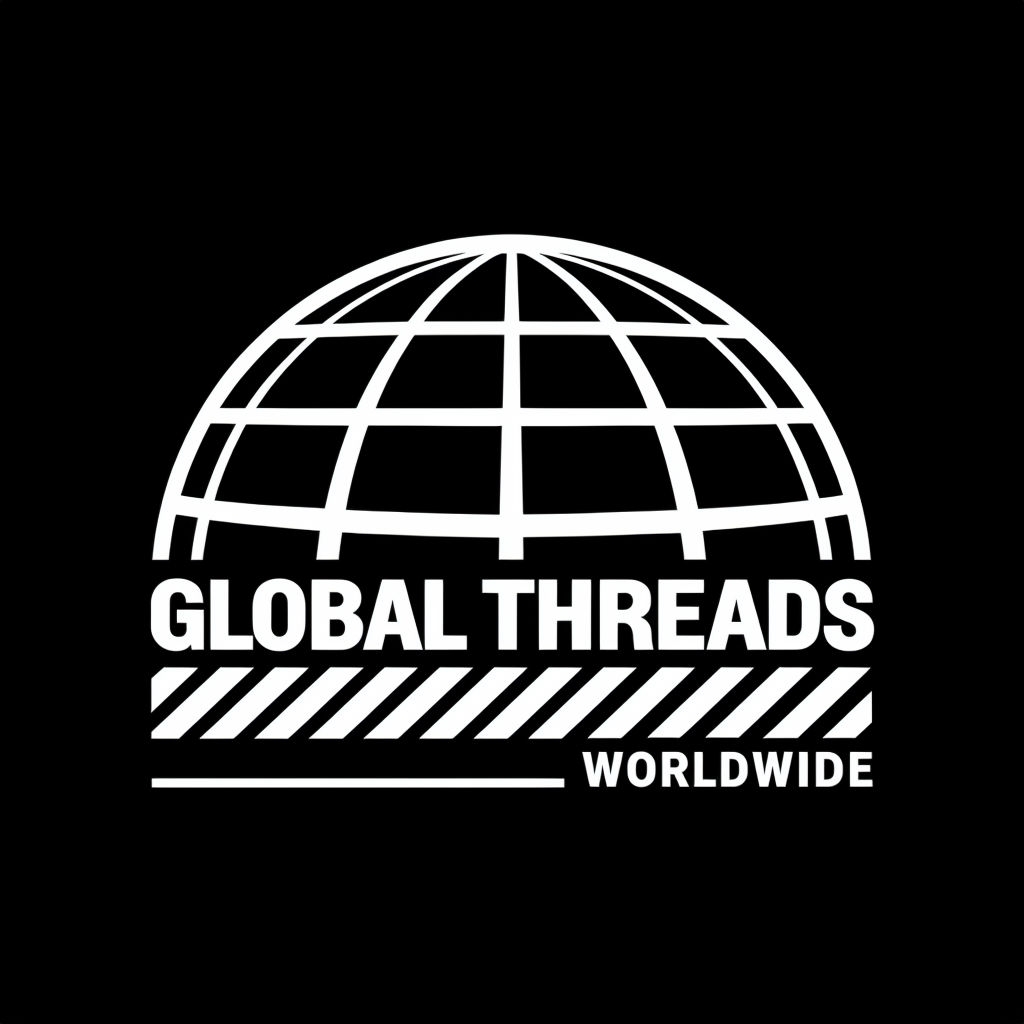 Modern Minimalist Global Threads Logo Design with Grid Pattern