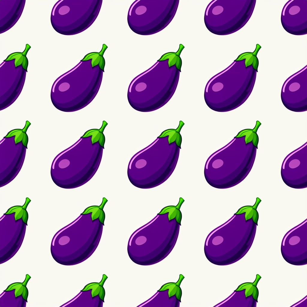 Playful Purple Eggplant Cartoon Pattern Illustration Seamless Patterns