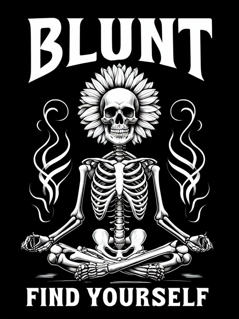 Meditative Skeleton with Sunflower Halo T-Shirt