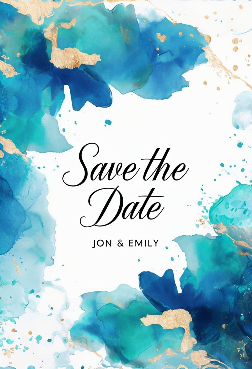 Elegant Modern Save the Date Invitation with Watercolor Accents Cards & Invites