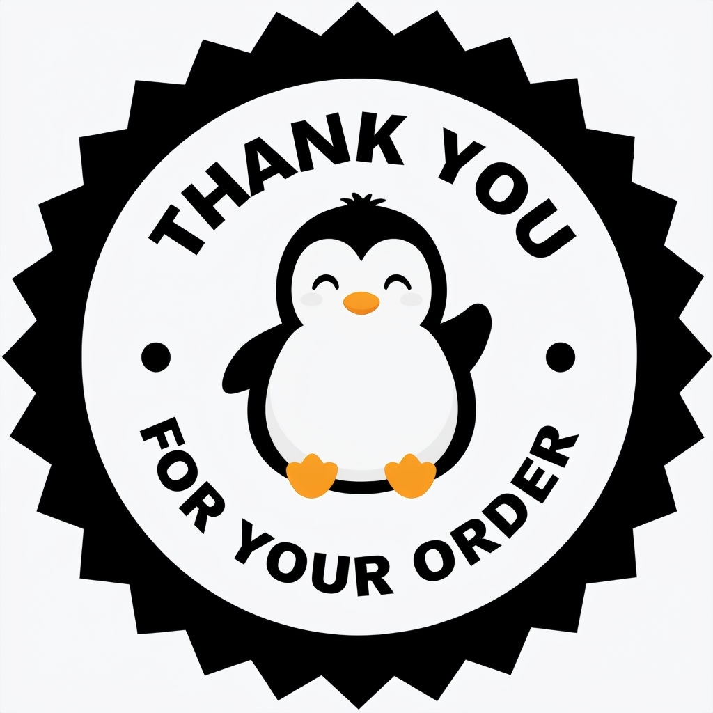 Cute Cartoon Penguin Thank You Sticker Design