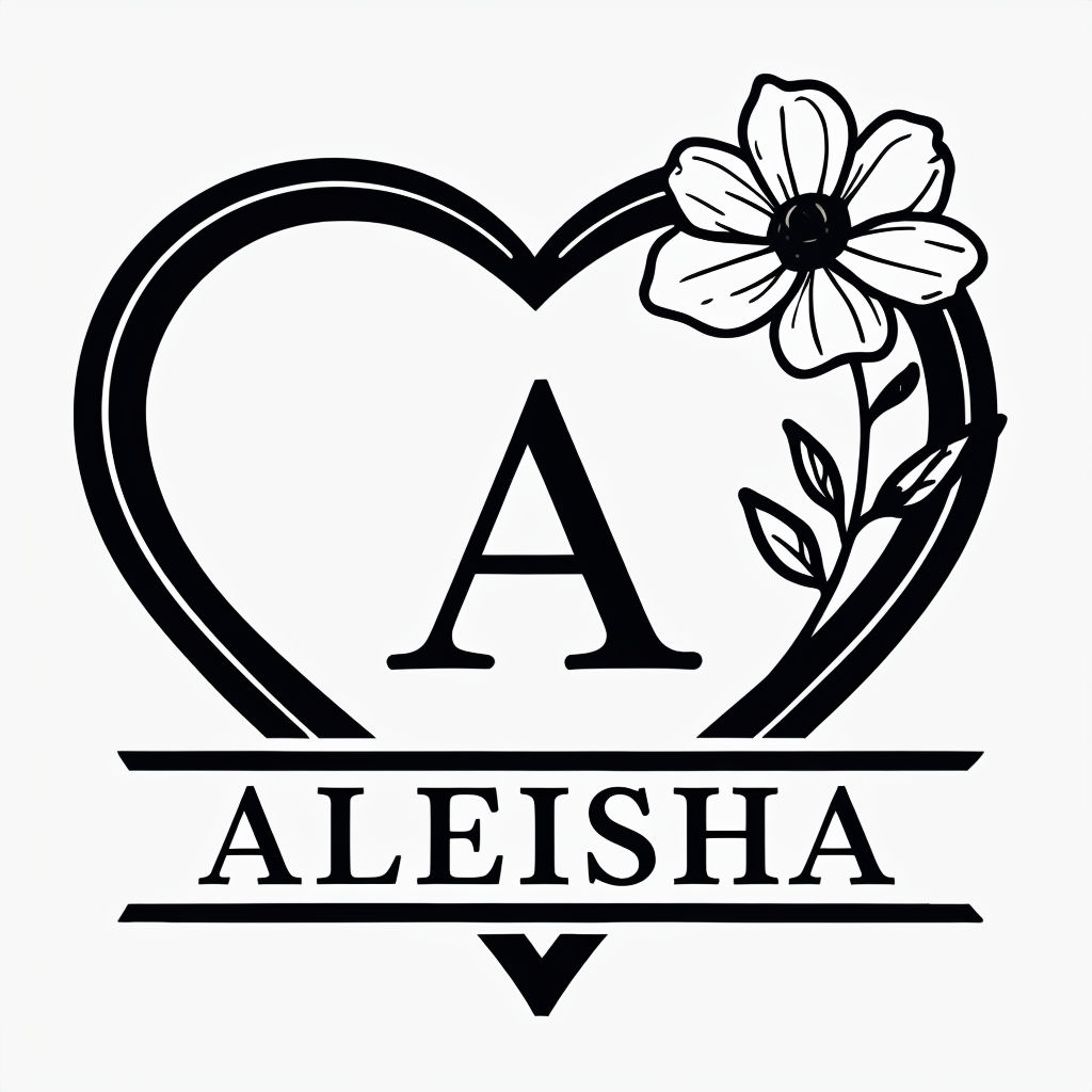 Elegant Heart Monogram with Floral Accents Design Sticker