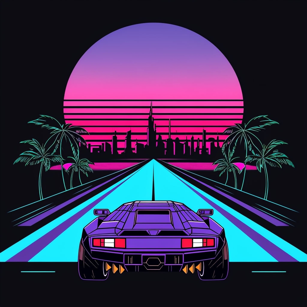 Vibrant Retro Futuristic Sports Car Illustration T-Shirt
