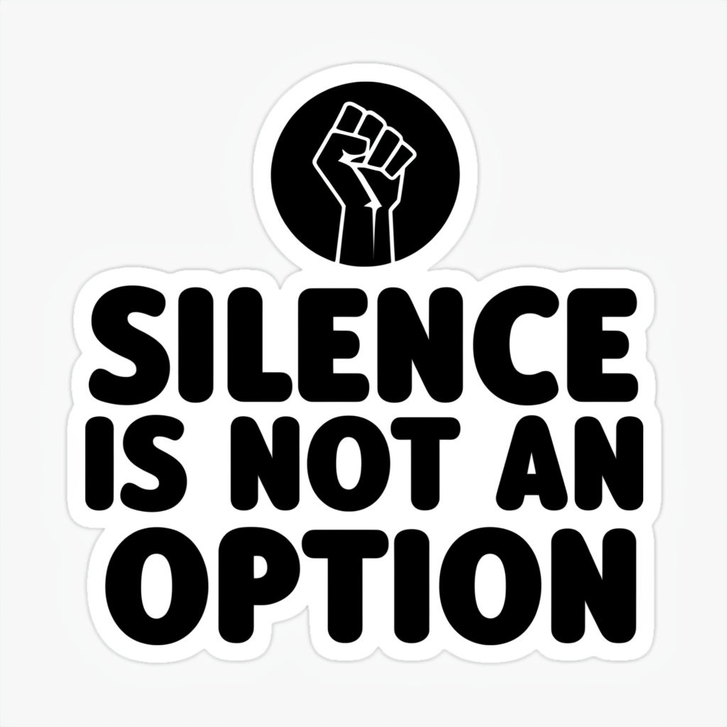 Silence Is Not An Option Motivational Sticker Design