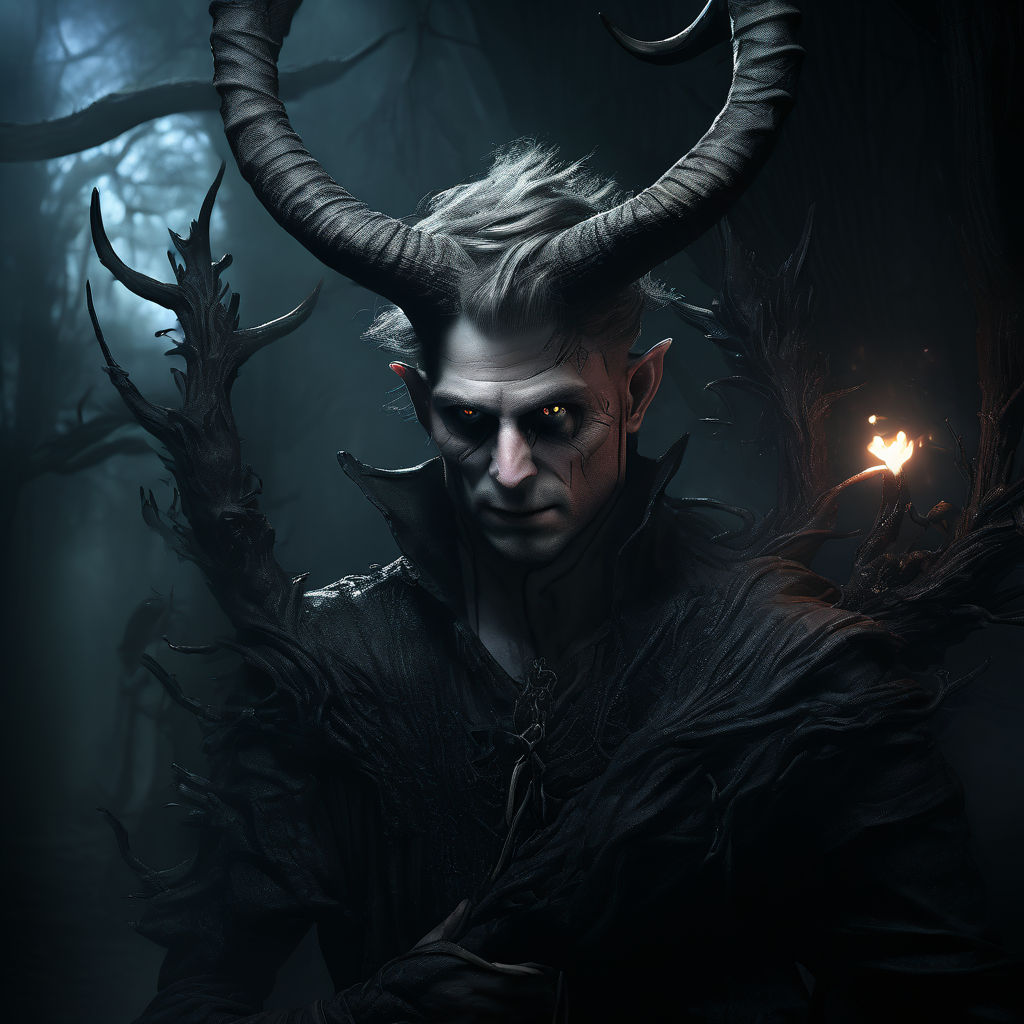 Male elf with multiple horns emerging from a Bloodborneinsp... by