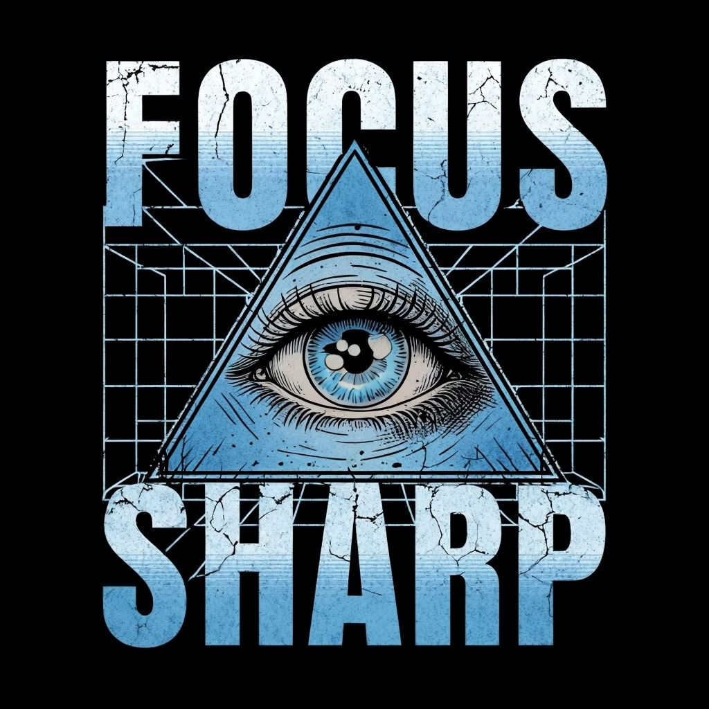 Focus Sharp Motivational Eye Graphic Design T-Shirt