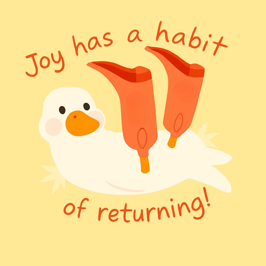 Cheerful Cartoon Duck Joy with Playful Text T-Shirt