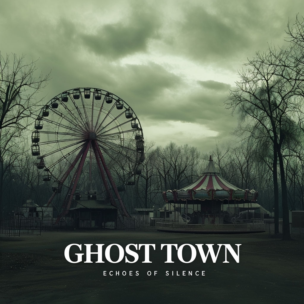 Haunting Ghost Town Echoes in Abandoned Amusement Park Spotify Album Cover