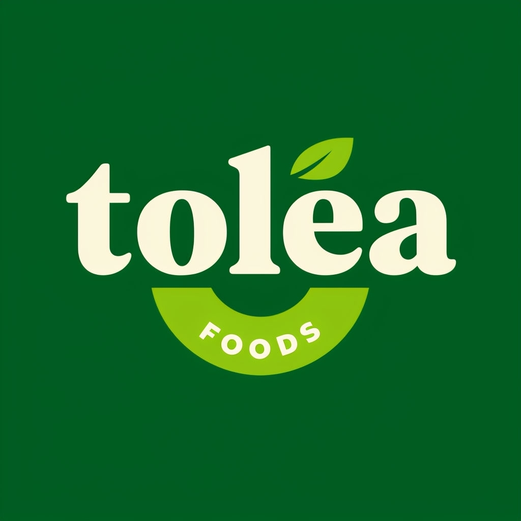 Minimalist Tolea Foods Logo with Organic Leaf Design