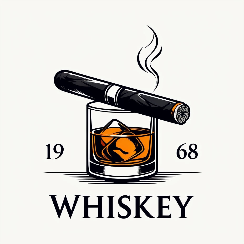 Elegant Whiskey and Cigar Minimalist Illustration T-Shirt