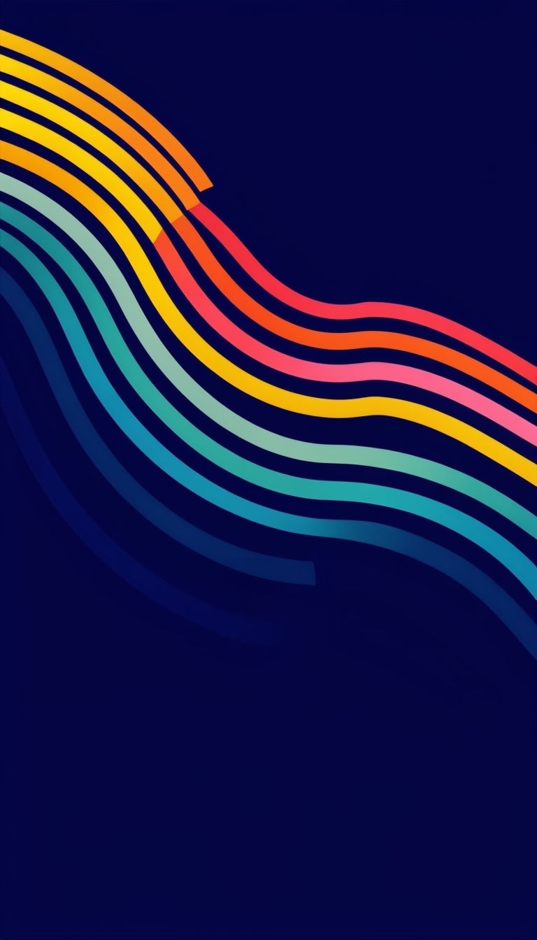 Vibrant Concentric Arcs on Deep Navy Blue Background Mobile Wallpaper