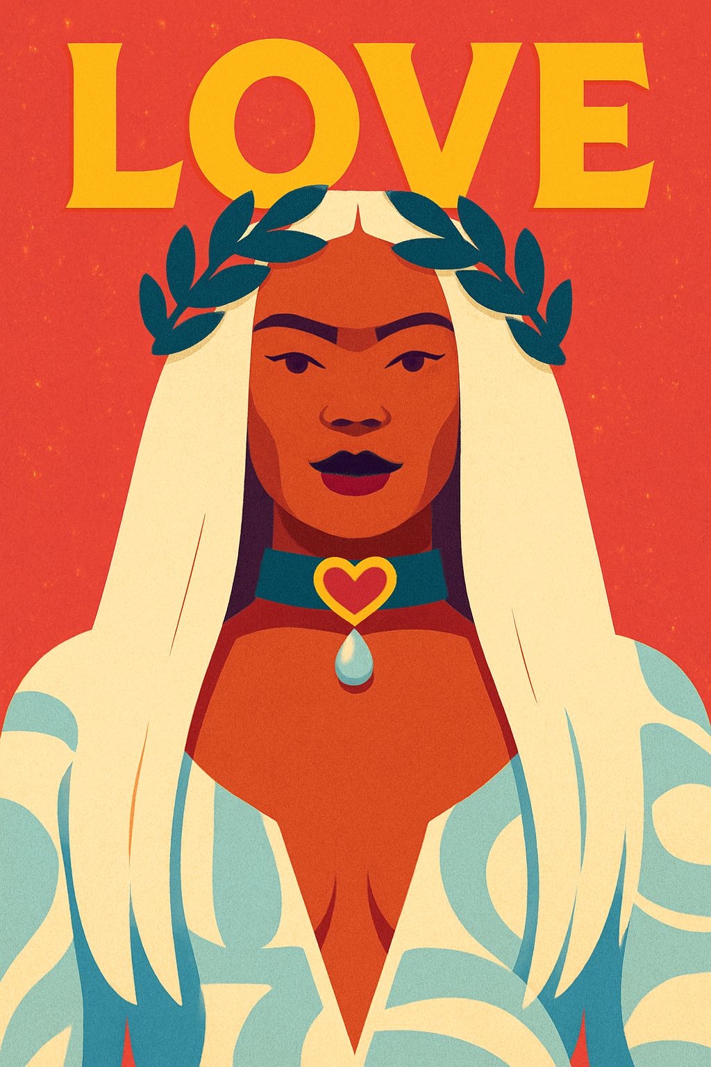 Empowering Minimalist Woman Illustration with 'LOVE' Text Poster