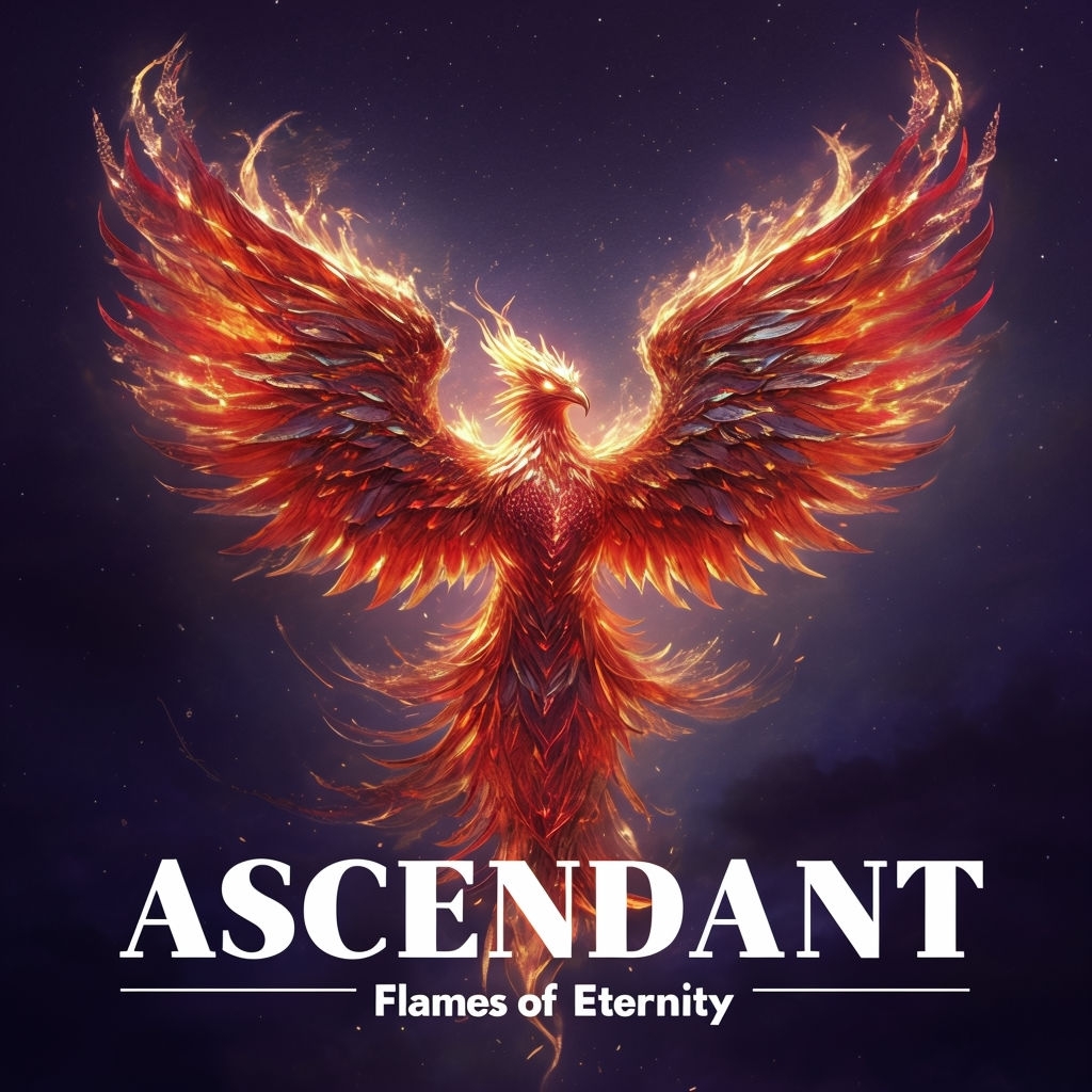 Majestic Phoenix Ascendant Artwork with Fiery Wings for Album Cover