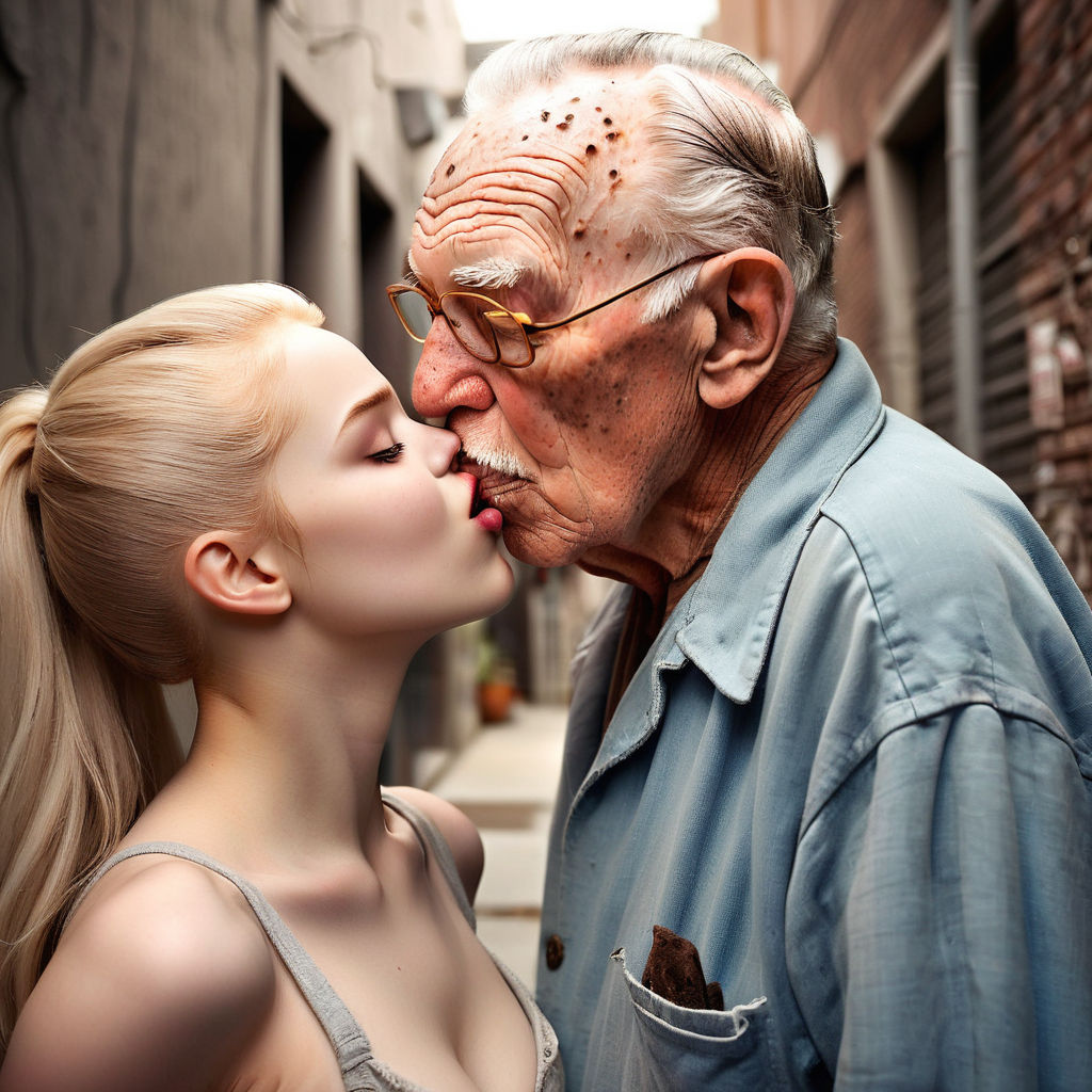 kissing old man