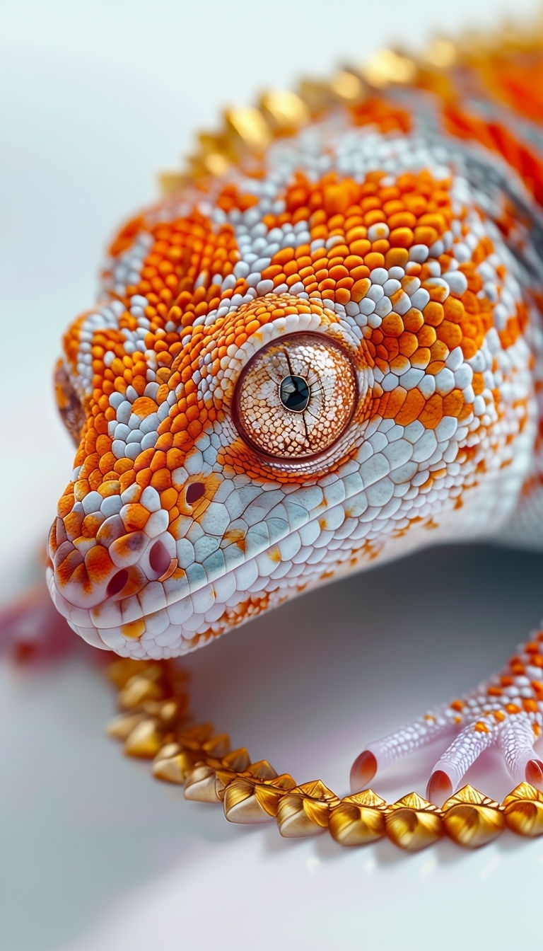 Colorful Gecko Macro Photography with Intricate Details Mobile Wallpaper