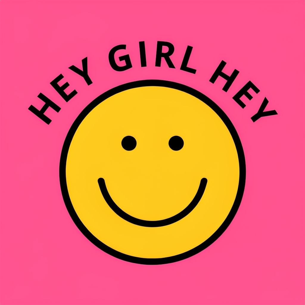 Cheerful Yellow Smiley Face with Hey Girl Hey Text T-Shirt