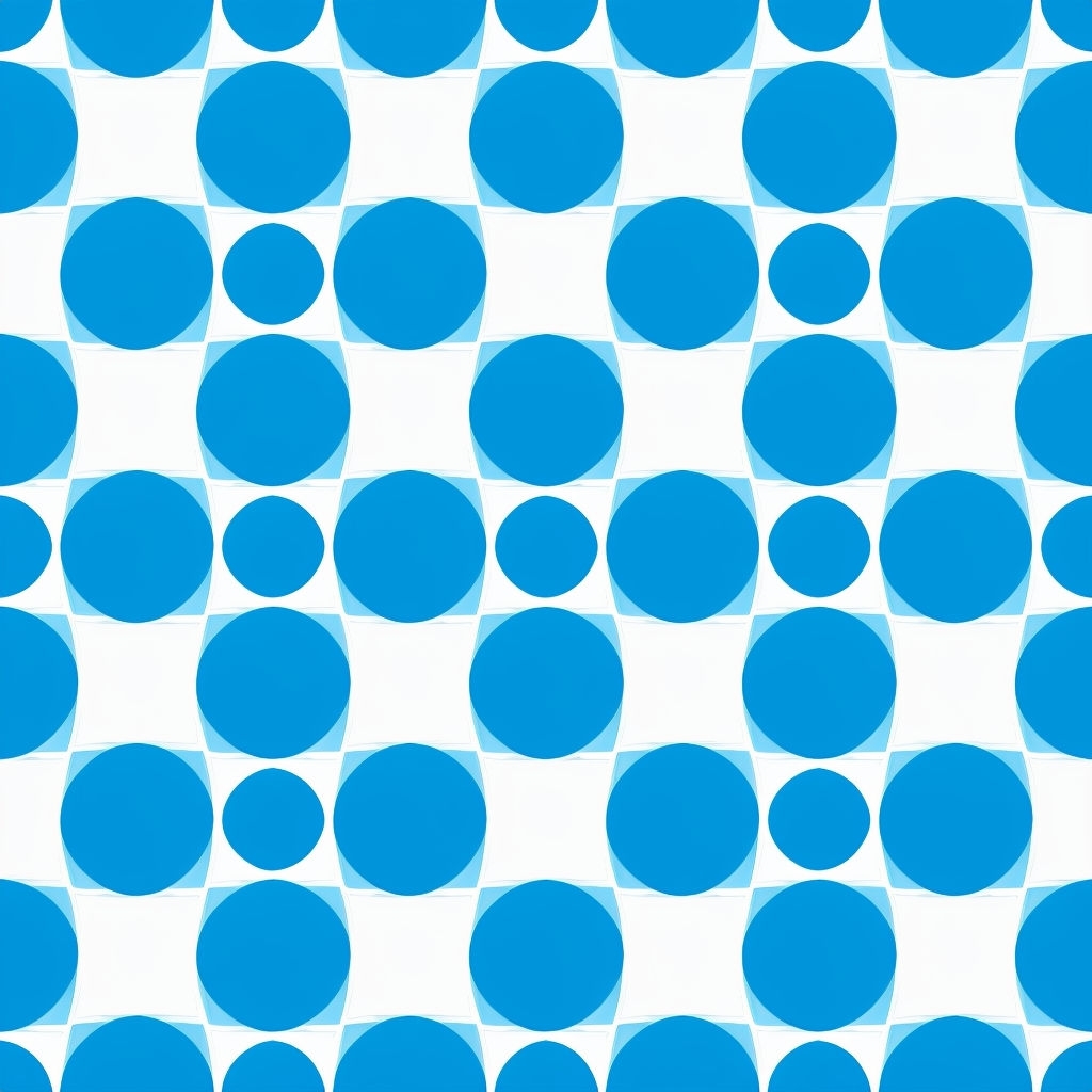 Blue Geometric Circles and Diamonds Minimalist Seamless Pattern