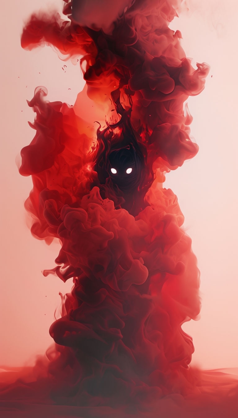 Intense Abstract Swirling Smoke Figure with Glowing Eyes Mobile Wallpaper