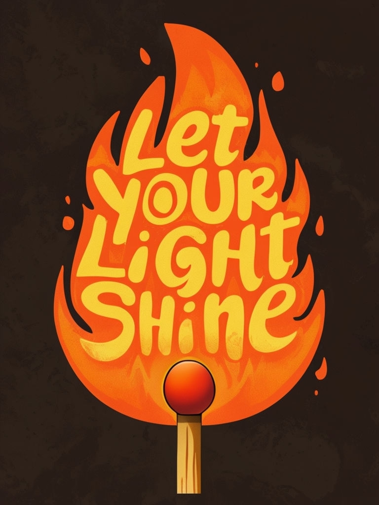 Let Your Light Shine Inspirational Flame Graphic Art