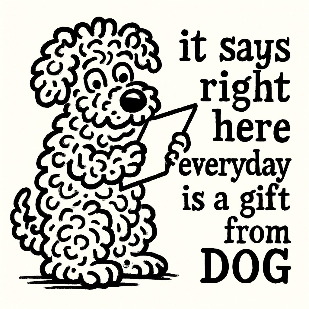 Playful Cartoon Poodle with Humor about Everyday Gifts Meme