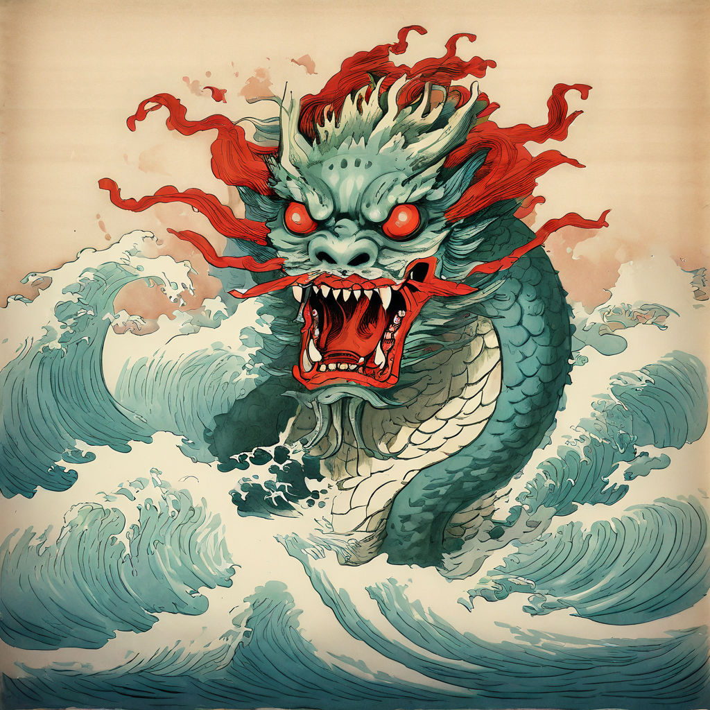 A YOKAI SEA MONSTER IN THE STYLE OF YOSHITOSHI AND KALMYKOV by Frank ...