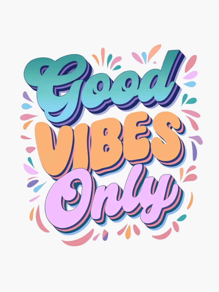 Pastel Good Vibes Only Hand-Lettered Typography Poster