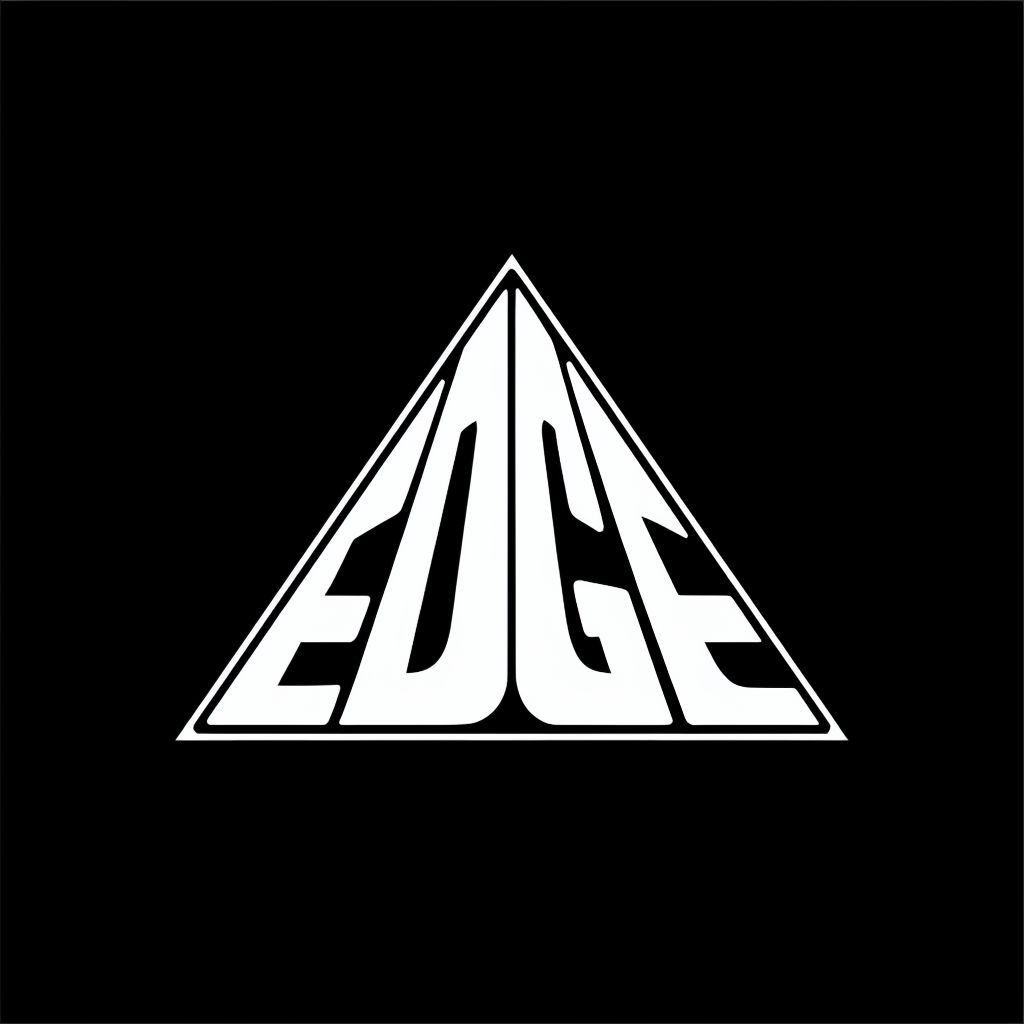 Bold Geometric EDGE Logo Design on Black Background Hat