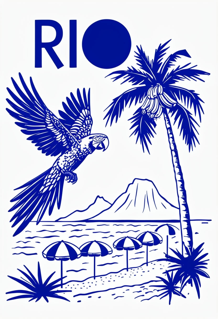 Vibrant Rio de Janeiro Tropical Paradise T-Shirt Design