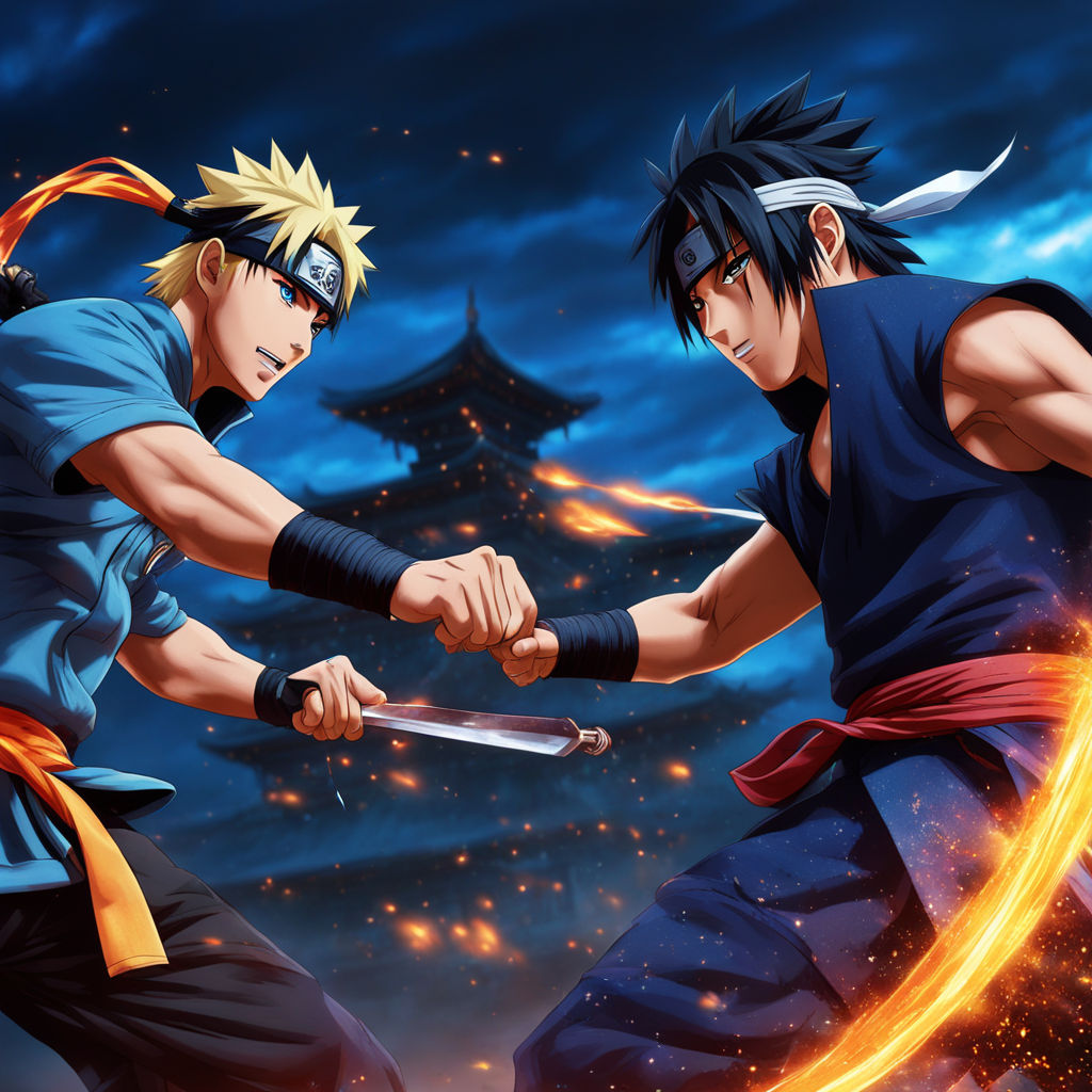 Naruto and Sasuke clashing by Minecraft For sale - Playground