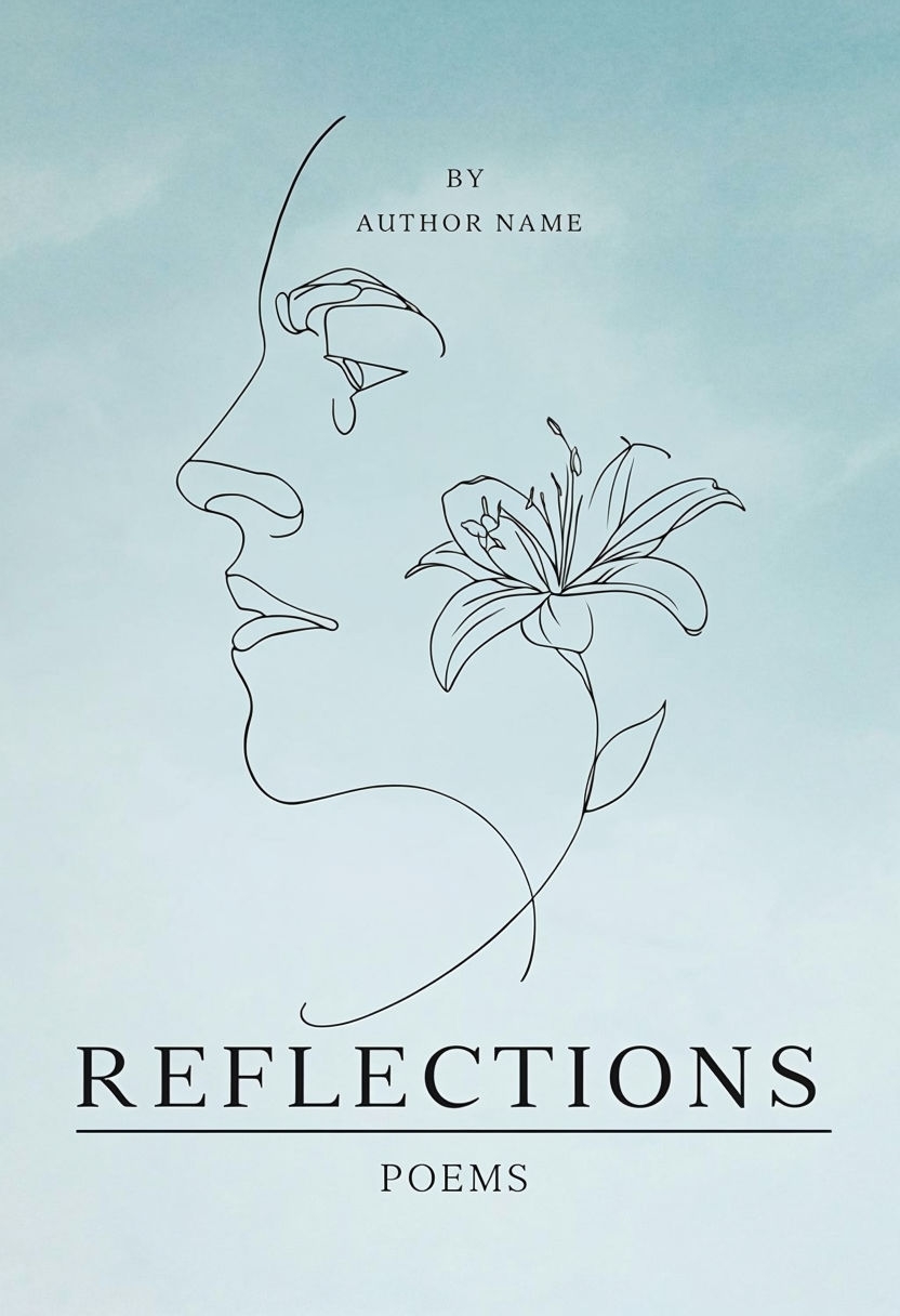 Elegant Minimalist Reflections EBook Cover Design with Floral Motif