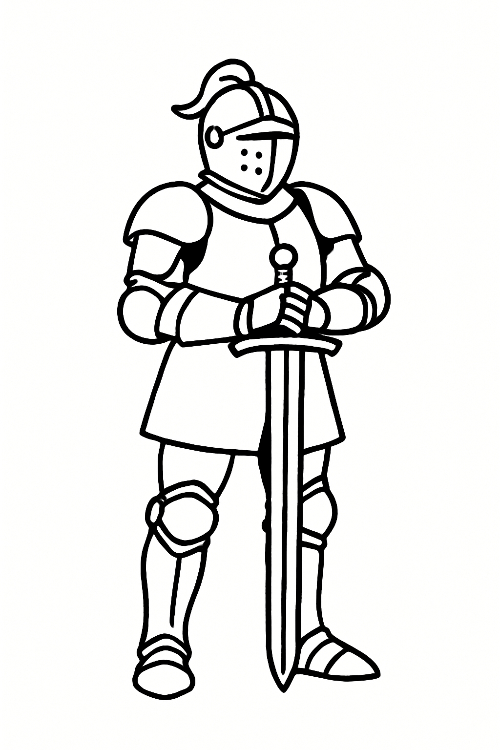 Bold Armored Knight Illustration for Coloring Book Pages