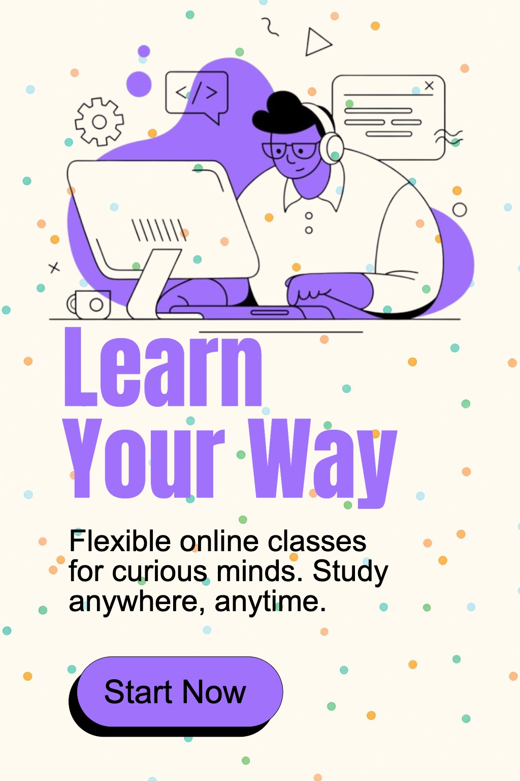Engaging Student-Focused Online Learning Advertisement Flyer