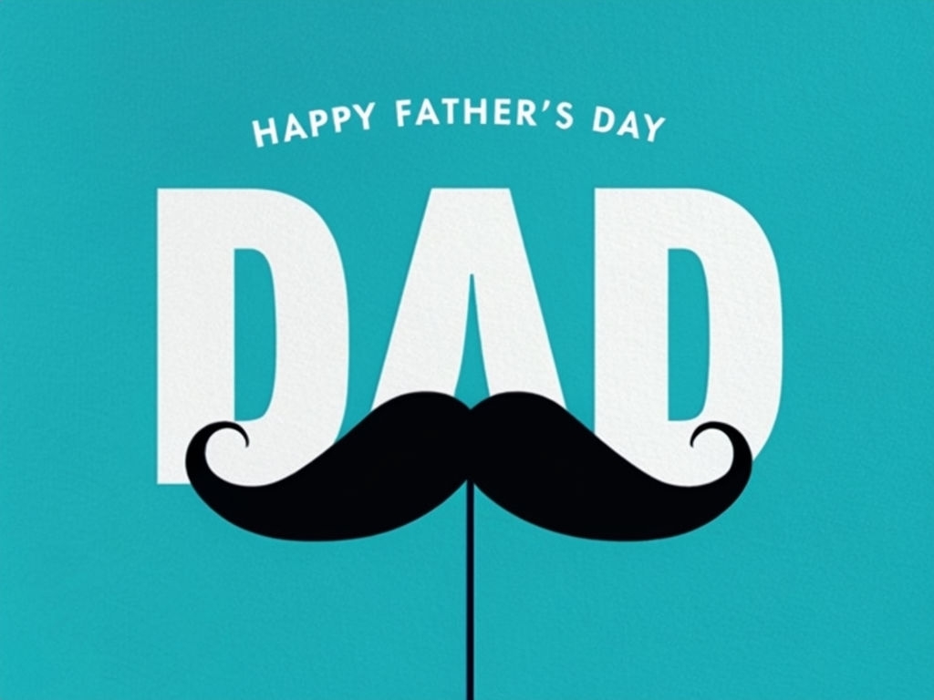 Playful Father's Day Card Design with Missing Letter and Mustache