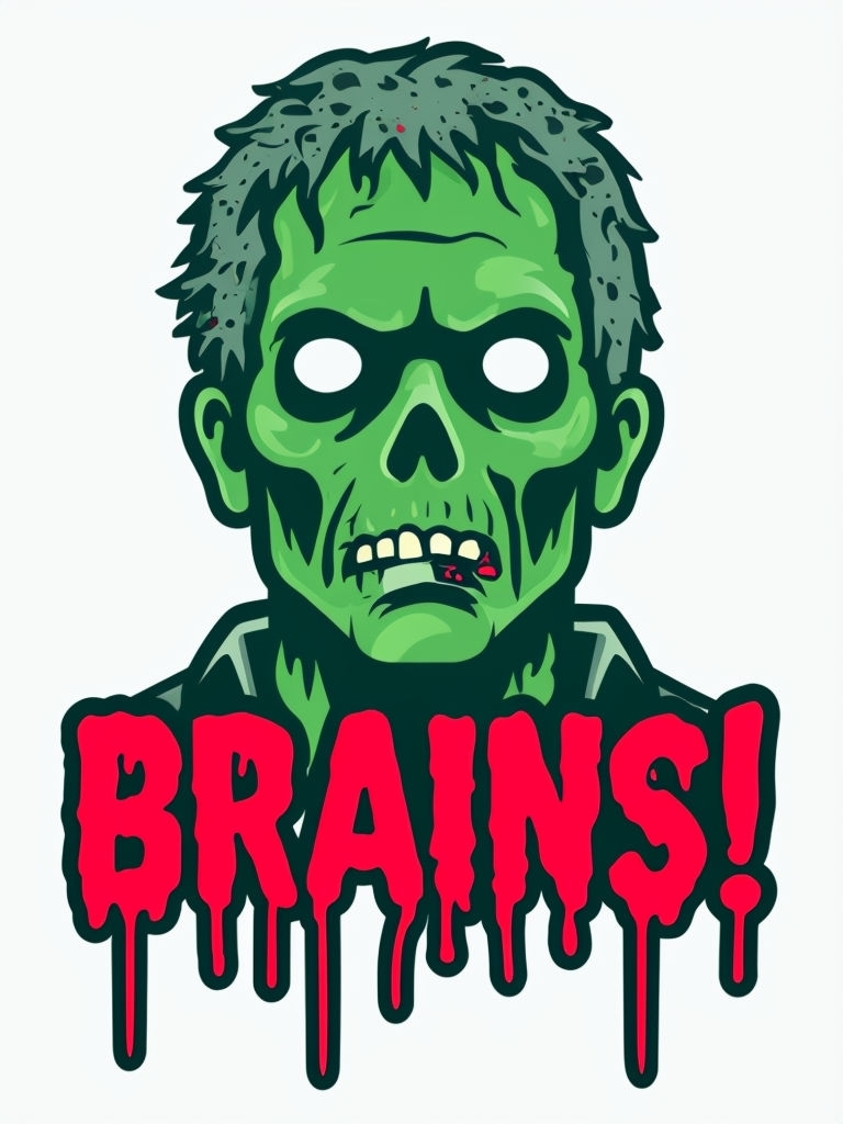 Spooky Cartoon Zombie with Dripping BRAINS! T-Shirt