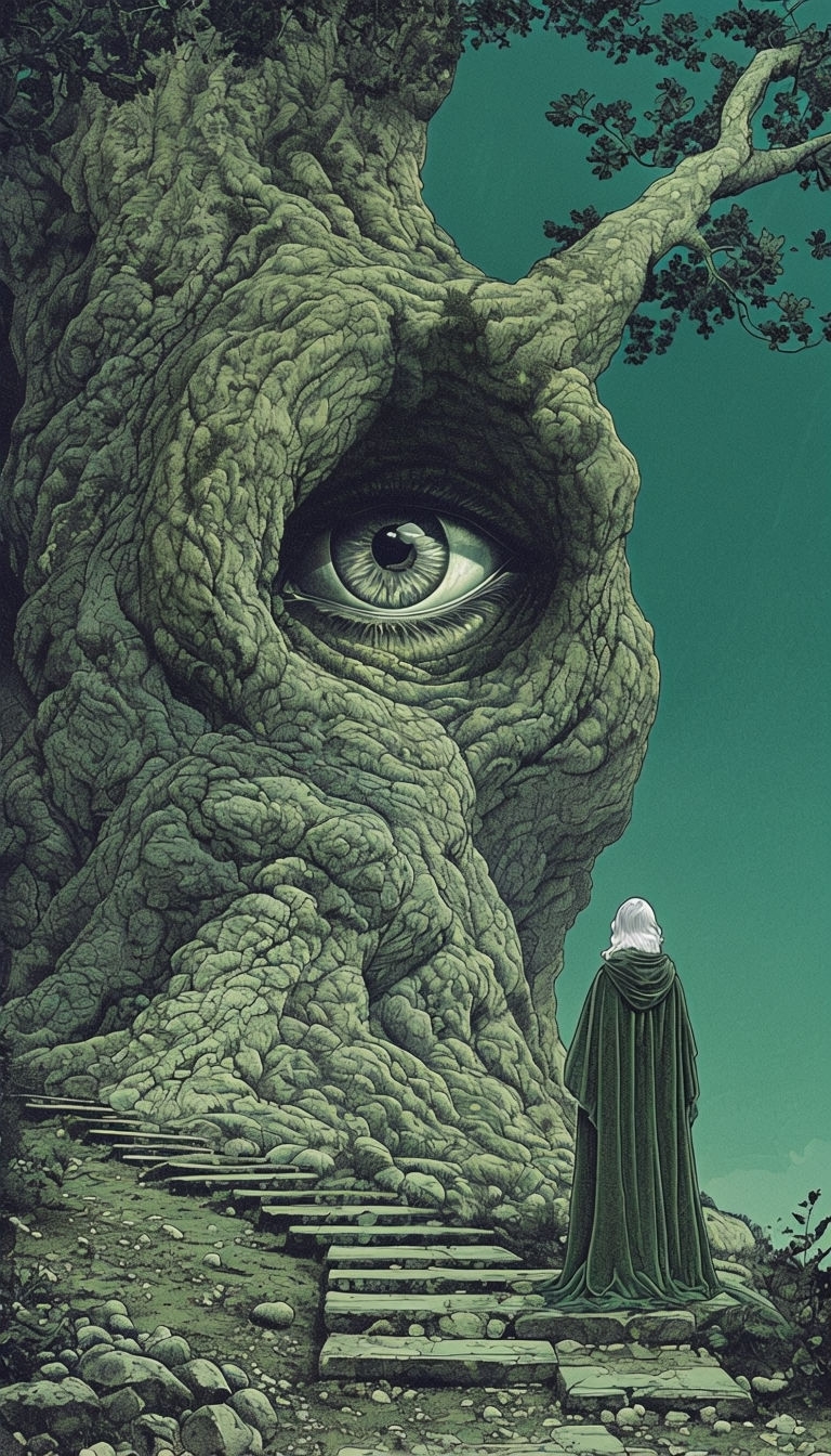 Mystical Ancient Tree with Giant Eye Surreal T-Shirt