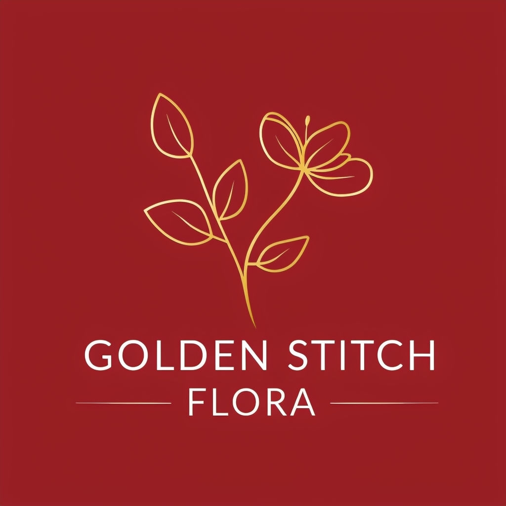 Modern Minimalist Golden Stitch Flora Logo Design