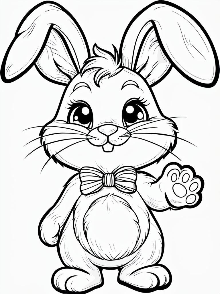 Cheerful Cartoon Bunny Character Illustration for Coloring Book Pages