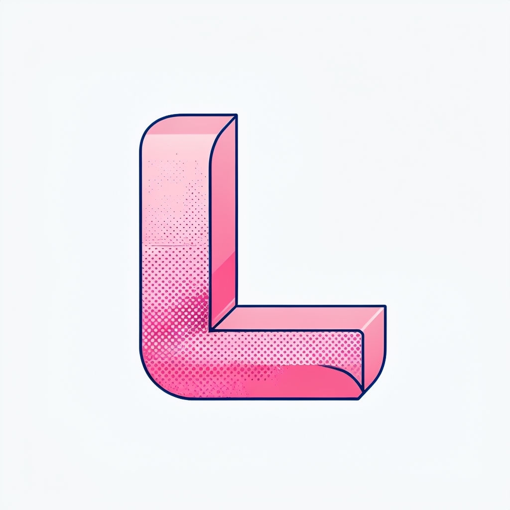 Vibrant 3D Letter L Graphic with Halftone Texture Monogram