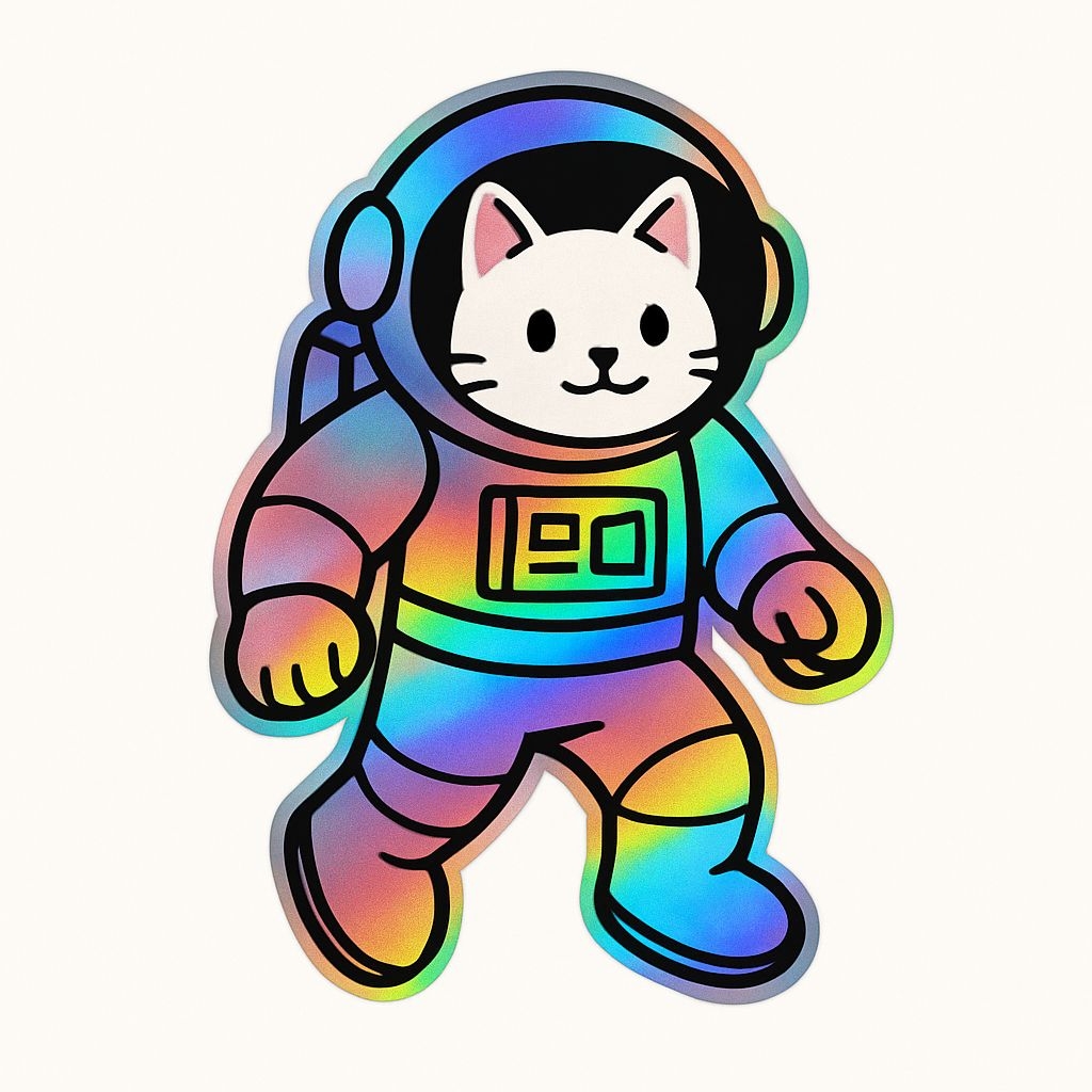Whimsical Cartoon Astronaut Cat Illustration Sticker
