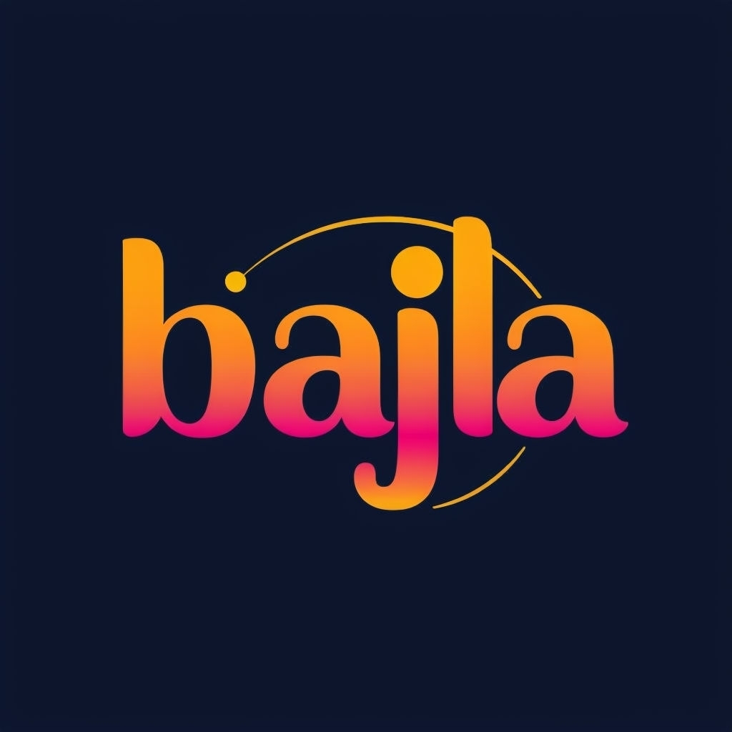 Vibrant Gradient Bajla Logo on Dark Navy Blue Background Logo