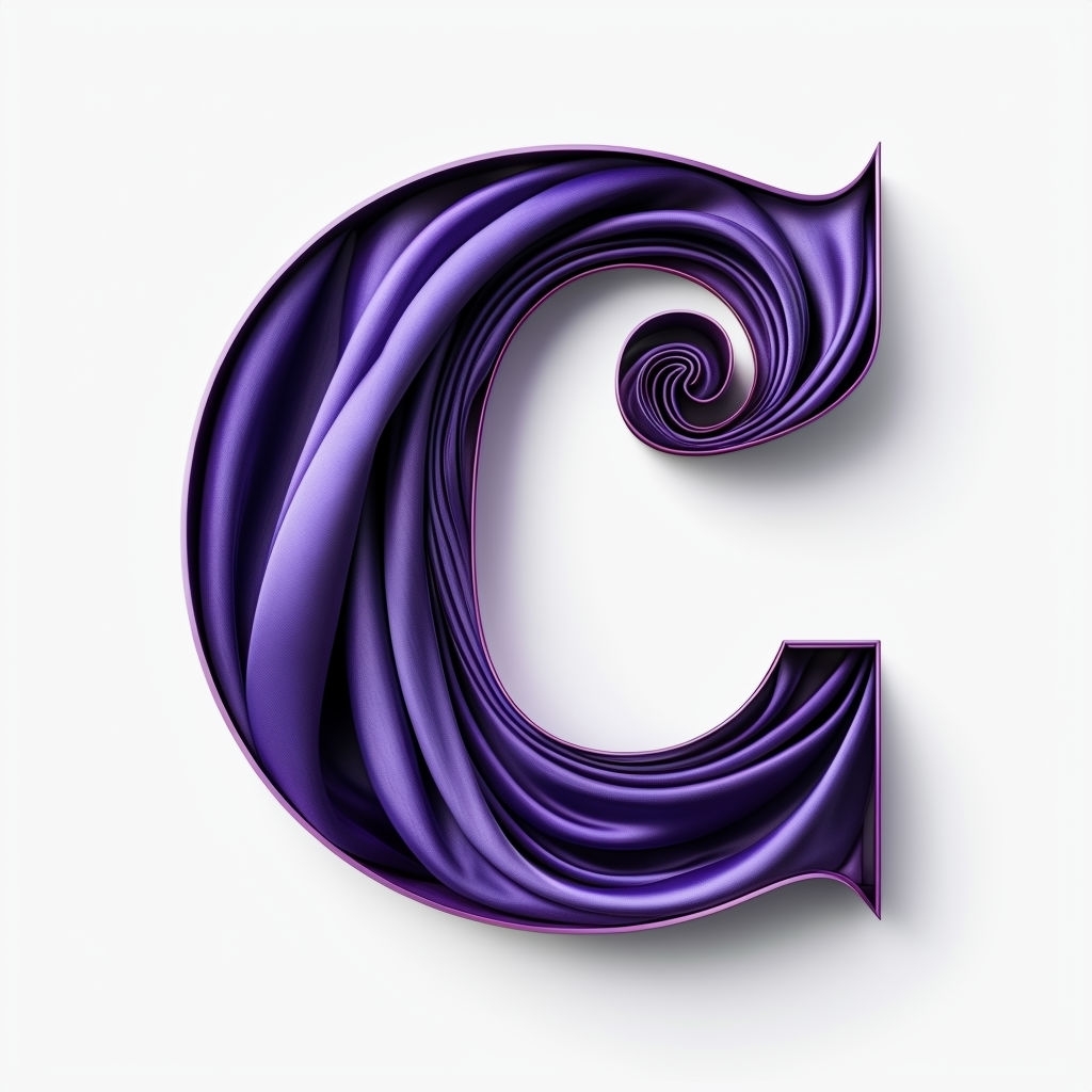 Elegant Fabric Letter C Monogram Design on White Background Monogram
