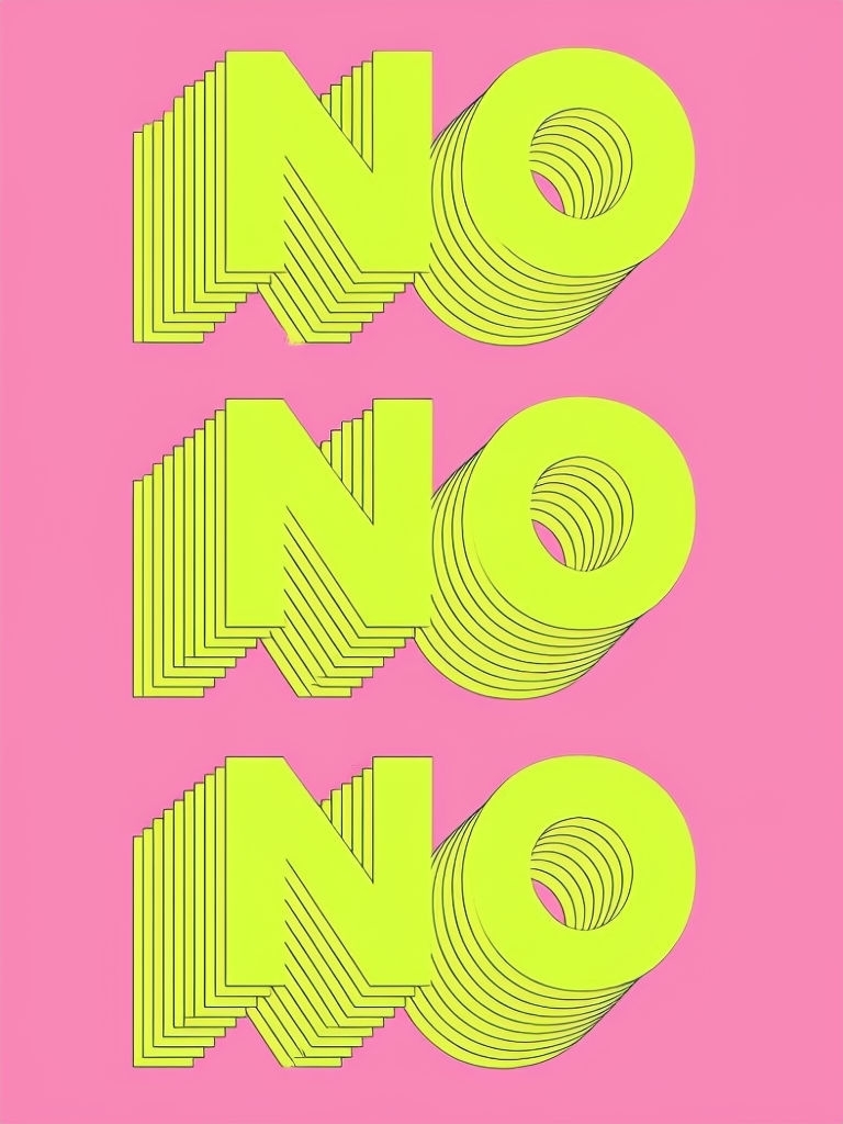 Bold Neon 'NO' Optical Illusion Graphic Art Poster