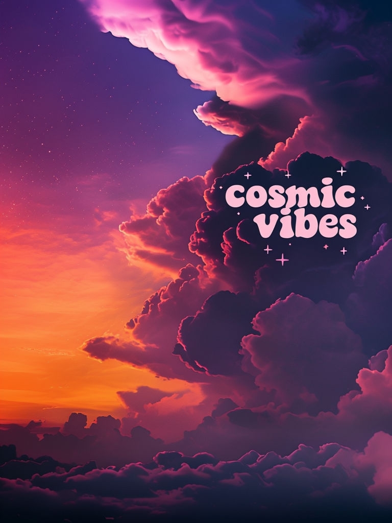 Ethereal Harmonies Cosmic Art with Glowing Clouds and Stars Sticker ...