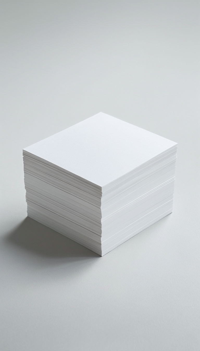 Neatly Stacked White Paper Pile on Gray Surface Mockup